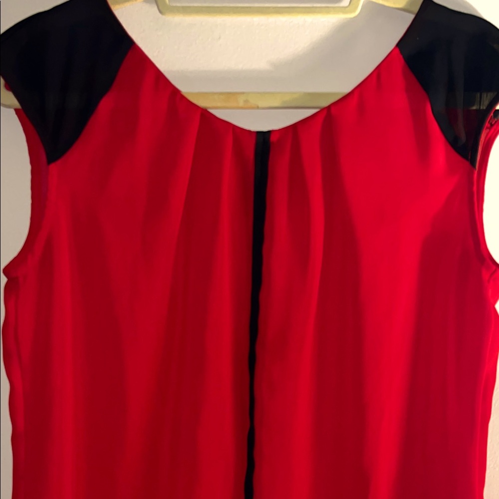 Red and Black Sleeveless blouse, size medium, worn 1x - $12!
